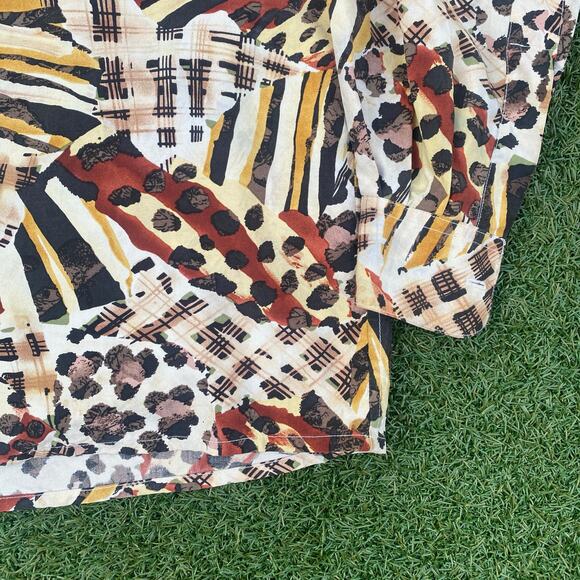 Equipment Men's Abstract Silk Vintage Shirt Brown Tan Medium - Picture 4 of 4